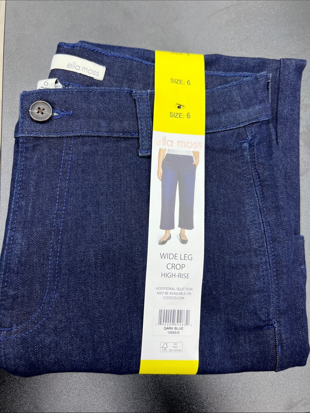 ella moss Dark Blue High-Rise Wide Leg Crop Jeans